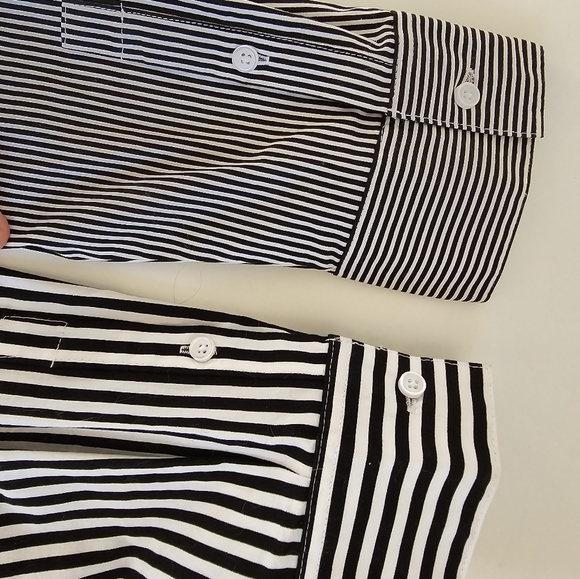 DKNY | Black & White Stripe Color-Block Button-Up - Picture 7 of 8